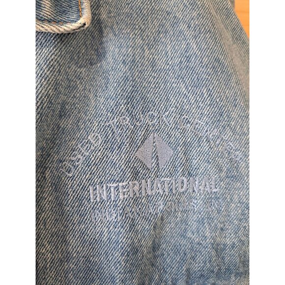 Vintage International Denim Jacket X-Large USA Cotton Embroidered Semi Trucker - Picture 4 of 13